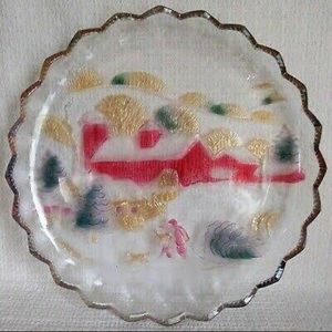 Crystal Clear Studios Winter Scene Serving Platter/Tray wi/Deep Scalloped Rim
